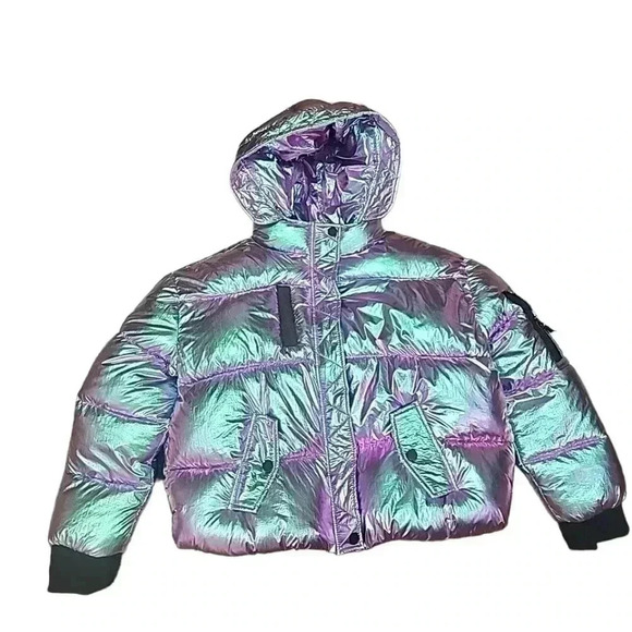 Fashion Nova Irredescent Puffer Coat. Xl - Picture 3 of 9